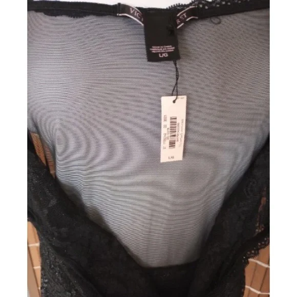 Victoria Secret Lace Body Blouse with Shiny Silver & Mesh Back. Size Large - Picture 4 of 6